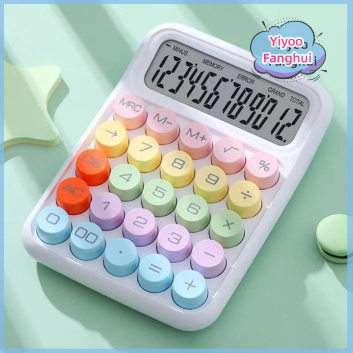 yiyoo-เครื่องคิดเลขเกาหลี-kawaii-เครื่องคิดเลขการ์ตูนลูกอม-colour-เงียบคีย์บอร์ดแบบกลไกตั้งโต๊ะเครื่องคิดเลขบัญชีและการเงิน