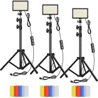 LED Photography Video Lighting Panel Kit USB Light With Mini Adjustable Tripod Stand RGB Color Filters For Photo Studio Shooting Selfie Sticks