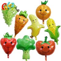 8Pcs Fruits Vegetables Foil Balloons Hawaii Theme Party Ballons Banana Grapes Broccoli Tomatoes Summer Party Birthday Decoration Balloons