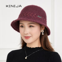 winter bucket hat women outdoor coldproof warm knit wool fedora hat female plush thicken elegant lady basin cap gift for mother