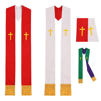 Clergy ผ้าคลุมไหล่สำหรับเจ้าสาวประดับด้วยพู่สำหรับสุภาพสตรี4สี (สีขาวสีม่วงสีแดงสีเขียว)