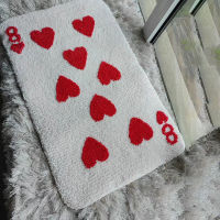 การ์ด Love No. 8 Tufted Rug Red And White Rectangular Living Room Bedroom Decorative Car Bathroom Mat