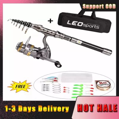 Retcmall6【1-3วัน Delivery】Telescopic 2.1M Fishing Rod And Reel Combo Full Kit Spinning Fishing Reel Gear Organizer Pole Set With 100M Fishing Line Lures Hooks Jig Head And Fishing Carrier Bag Case อุปกรณ์ตกปลา