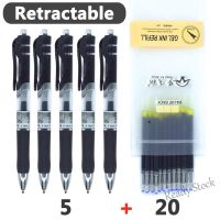 【Ready Stock】 ✜♘ C13 Retractable gel pens black/red/blue ink large capacity 0.5 mm ball point replaceable refills Office school supplies