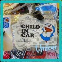 ป้ายมีเด็กในรถ Child in Car รถยนต์ แบบจุ๊บ ติดด้านใน ดึงออกได้ ลาย Doraemon สีเทา 1ชิ้น