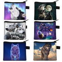 【JH】Kids Bags For Boy Anime Wallet Print Coin Purse Ladies Leisure Shopping Coin Bags 3D Printing Wolf ID Credit Card Storage Bag