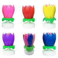 Exquisite Double-layer Rotatable Party Cake Musical Birthday Cake Lotus Music Candles for Party Gifts