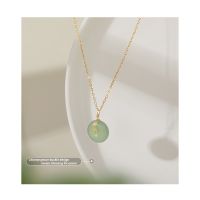 Hetian Jade Pendant Necklace for Women Peace 18K Gold Plated Necklace Womens Clavicle Chain 2021 New Fashion Necklace