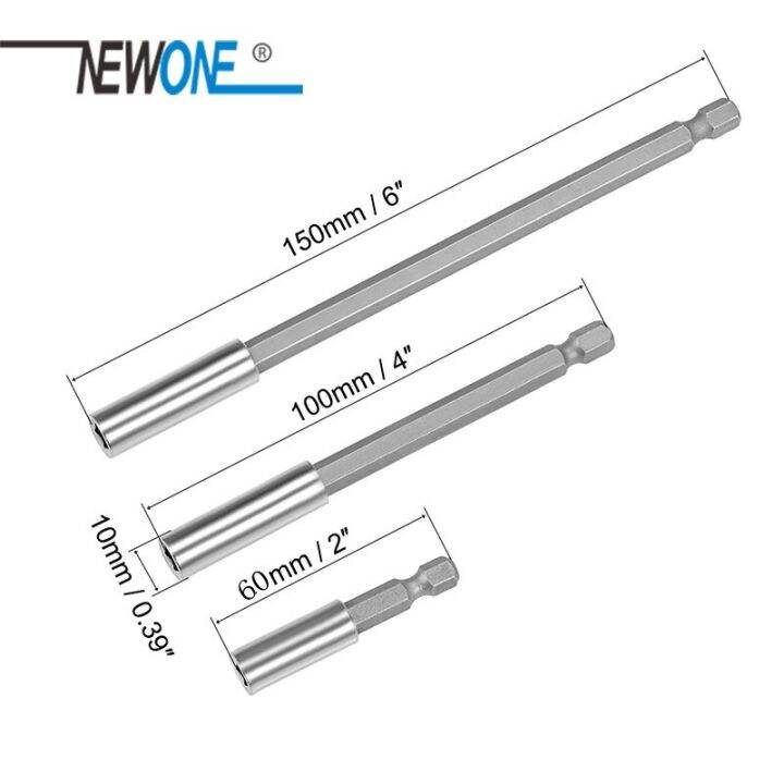worth-buy-ส่วนขยายขยายหัวสว่านผู้ถือบิตฆ้อนแม่เหล็กไขควงยาว2-4-6นิ้วยาว1-4-ชุดสว่านหกเหลี่ยม-3ชิ้น