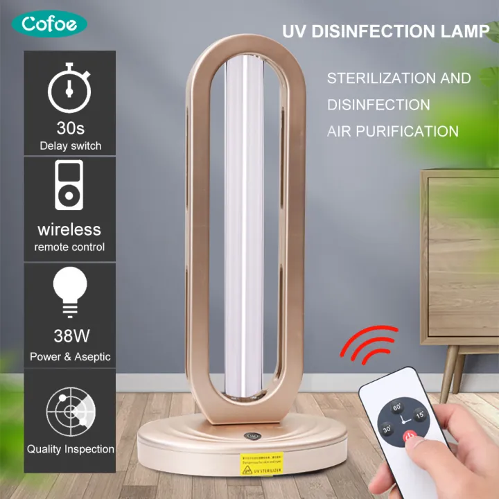 Cofoe 38W UV Light Sterilization Chargeable Disinfection Table Lamp Remote Control Ultraviolet Rays Kill Bacteria and Purifies Air and Mite Removal Germicidal Sterilizing Lamp Usable In Living Room Bedroom