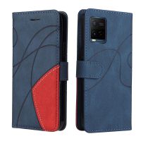 ☏⊕ Luxury Leather Color stitching Flip Case With Magnet Wallet Case For Vivo Y11S Y12A Y12S Y21 Y21S Y33S With Card Holder Case