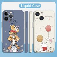 {L electronic shell} Winnie The Pooh Bear เคสโทรศัพท์สำหรับ iPhone 14 13 12 Mini 11 Pro XS MAX XR X 8 7 Plus Liquid เชือก Candy Shell Coque Capa