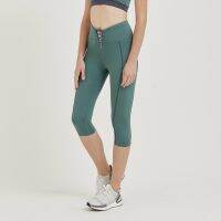 Tuareg Lace Up High Rise 3/4 Tight (Deep Lake Green) กางเกงเลกกิ้งเอวสูงออกกำลังกาย 3/4 ส่วน ตกแต่งขอบเอวด้วยBraid