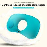 Useful Inflatable Neck Pillow Flocking Surface Fast Inflating Solid Color Neck Pillow for Office Travel pillows