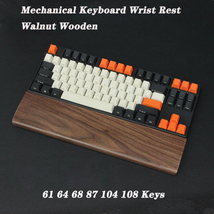 วอลนัทไม้วิศวกรรมแป้นพิมพ์ไม้ส่วนที่เหลือข้อมือเล่นเกม61-68-87-104-108คีย์เหมาะกับการทำงานข้อมือโต๊ะมือ-pad-เสื่อกันลื่น-gk61