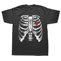 Skeleton Heart X-Ray Adult Funny Halloween T Shirts Graphic Cotton Streetwear Short Sleeve Birthday Gifts Summer T-shirt