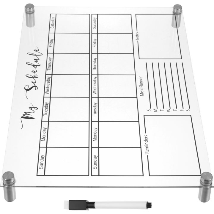 กระดานดำกระดานไวท์บอร์ดอะคริลิกลบแห้งขาวโต๊ะทำงานกระจกกระดานวางแผนรายสัปดาห์