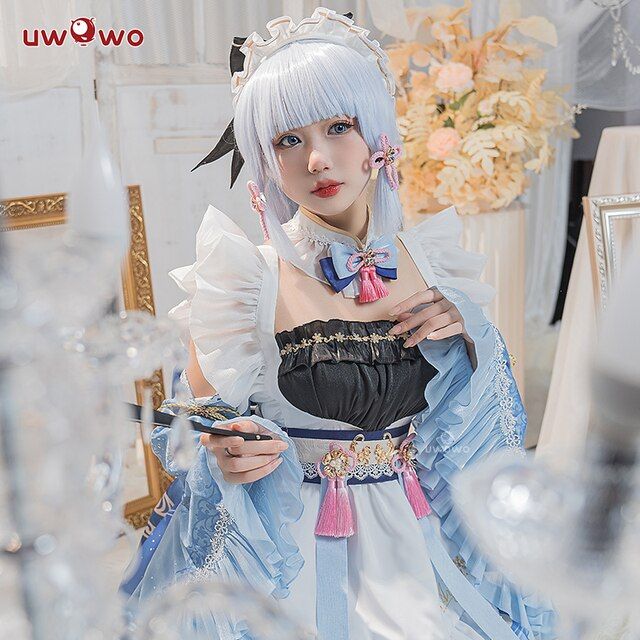 UWOWO Ayaka Cosplay Maid Dress Halloween Costume Christmas Costume Maid ...