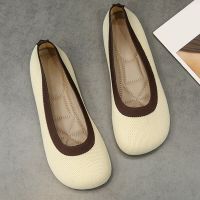 2023 Women Mesh Ballet Flats Classic Shallow Dress Shoes Soft Comfortable Work Shoes Knitted Ballerina Casual Slip On Loafers