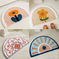 [COD] ins simple semi-circular bathroom absorbent floor mat thickened non-slip carpet toilet door