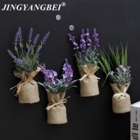 Burlap Fridge Magnets lavender plant Potted Artificial flowers Bonsai set refrigerator vase Souvenir Blackboard Magnetic Sticker