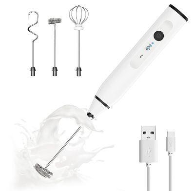 Handheld Electric Whisk Egg Beater Milk Frother Whisk Egg Beater Household Milk Shaker Mixer Foamer White