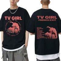 Cults TV Girl French เสื้อยืดพิมพ์ลายสองด้านสำหรับผู้ชายเสื้อยืดทรงหลวมใส่ได้ทั้งชายและแฟชั่นสำหรับผู้หญิงเสื้อยืดฮิปฮอปดำขนาดใหญ่