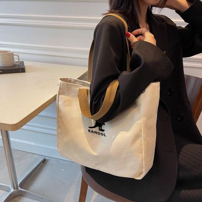 ►∋ Genuine Kangaroo Ladies Handheld Shoulder Messenger Bag Canvas Tote Bag Korean Style Travel Shopping Storage Backpack Underarm