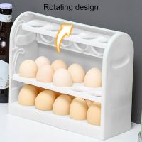 【CW】 Egg Storage Box Large Capacity Stackable High Durability Multiple Compartments Triple Layers Space saving Plastic Refrigerator E