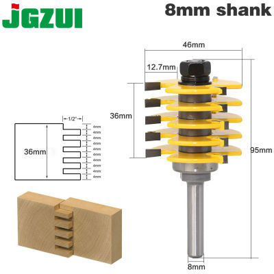1pc Box Joint Router Bit - Adjustable 5 Blade - 3 Flute - 8" Shank For Wood Cutter Tenon Cutter for Woodworking Tools