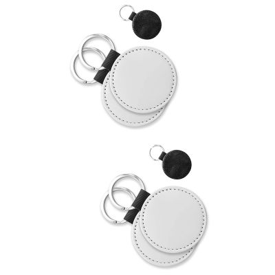 20 Pack Sublimation Blanks Keychain Glitter PU Leather Keychain DIY Heat Transfer Keyring (Black Round)