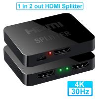 4K HDMI Splitter HD 1080p Video HDMI Switch 1X2 Splitter 1 in 2 Out Distributor Amplifier Dual Display For HDTV DVD PS3 Xbox Adapters Adapters