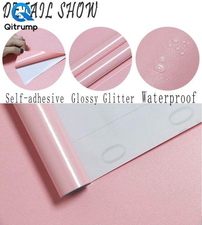 glossy-solid-color-pink-wallpaper-waterproof-oil-proof-glitter-wall-stickers-self-adhesive-vinyl-kitchen-cabinet-furniture-films