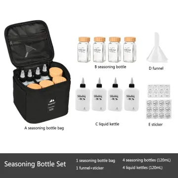 Seasoning Bottle Set Storage Bag Condiment Jars Organizer for Picnic  Camping BBQ