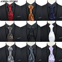 Luxury Men Paisley Ascot Tie Tuxedo Man Wedding Business Party Cravat Tie 10CM Vintage Pattern Necktie Gentleman Accessories