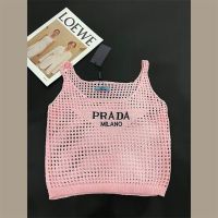 PRADx New Summer Product Hollow Vest Inverted Triangle Embroidered Letter Logo Hollow Design Sexy Hot Girl Fashionable