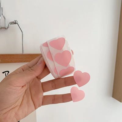 Steve 500pcs Colored Self-adhesive Heart-shaped Sticker Tape Label Sealing Sticker