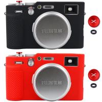 เคสกล้องยางผิวเกราะซิลิโคนแบบนิ่มสำหรับ Fuji Fuji Fuji Fuji Fuji,X100V + ปุ่มตัวปล่อยชัตเตอร์