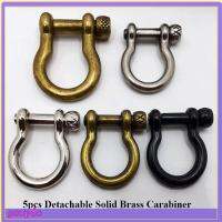 GOUPDO 5pcs ทองเหลืองที่เป็นของแข็ง Carabiner ทองแดงบริสุทธิ์ ถอดออกได้ ลวดเย็บกระดาษ D Bow ที่มีคุณภาพสูง กุญแจห่วงกุญแจ พวงกุญแจรูปกุญแจ อุปกรณ์เสริม DIY กระเป๋าเดินทาง