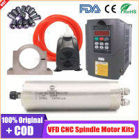 VFD CNC Spindle Motor Kits：220V 1.5KW VFD+220V 800W 4 Bearings Water Cooled Spindle Motor+220V 75W Water Pump+65mm Motor Clamp Mount+5m Water Pipe+13pcs ER11 Collet (220V-1.5kw Vfd, 800w 7 Bearings Motor)