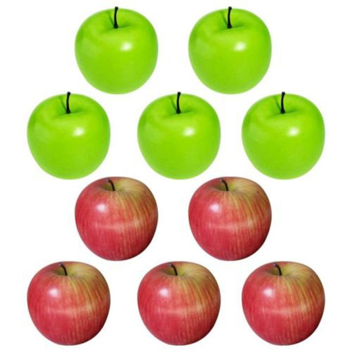 mytools-แอปเปิ้ลผลไม้จำลองแอปเปิ้ลพลาสติก10ชิ้นพร็อพอุปกรณ์ตกแต่งบ้าน3-1-3-3นิ้ว