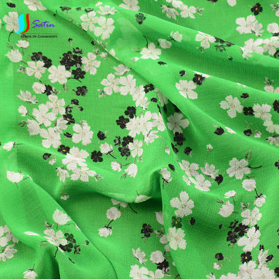 DIY กระเป๋าเย็บผ้าม่านสาวฤดูร้อนกระโปรงชุดตกแต่งวัสดุที่ทำด้วยมือพื้นหลังสีเขียวดอกไม้สีขาวผ้าชีฟอง S1636L