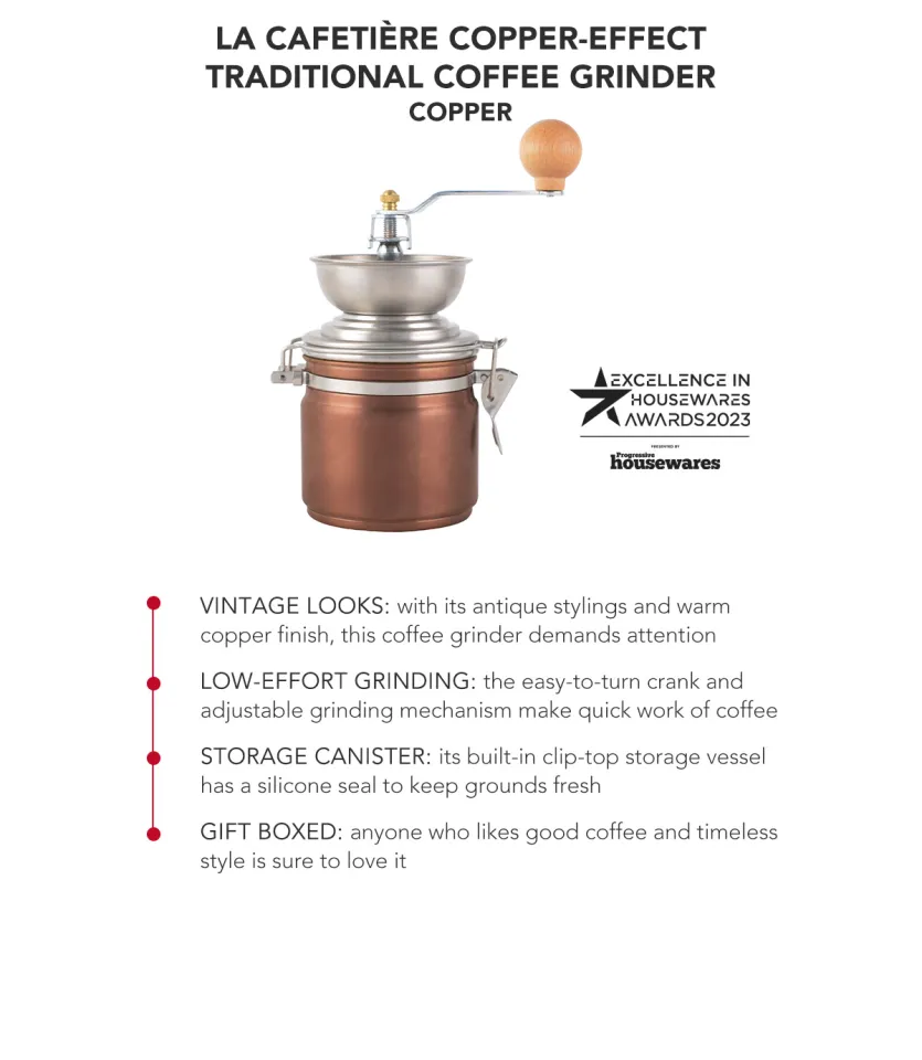 La Cafetière Manual Copper Coffee Grinder - Stainless Steel