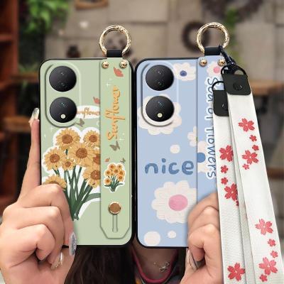 Anti-knock Original Phone Case For VIVO Y100 painting flowers armor case Wrist Strap Soft Case ring Durable protective