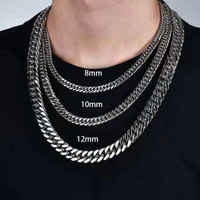 【CW】HNSP 8MM-14MM Stainless Steel Cuban Chain Necklace For Men Neck Jewelry Accessories Male Gift Wholesale