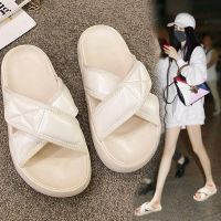 Velcro cool slippers female summer wear in 2022 a new large base sponge cross word procrastinates sandals shoes