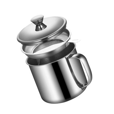 【LZ】﹍  Filtro de óleo pote de graxa recipiente de armazenamento de cozinha separador pode cozinha filtro de aço oliva dispensador gordura inoxidável keeper jar