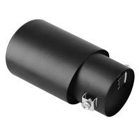 1 Piece Car Exhaust Tip, Car Exhaust Pipe Modification Tail Throat Tail Pipe 2.1In to 1.5In Stainless Steel (Black)