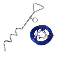 3M Outdoor Pet Leash With Dog Fixed Pile Metal Screw Stake For Camping Garden Ground Steel Wire Dogs Leads Leashes Set