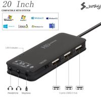 S_way USB 2.0 อินเตอร์เฟซภายนอก 7.1ch การ์ดเสียง 3 พอร์ต USB 2.0/หูฟัง/ไมค์ 7.1ch เสียงอะแดปเตอร์ Multi HUB แยก USB